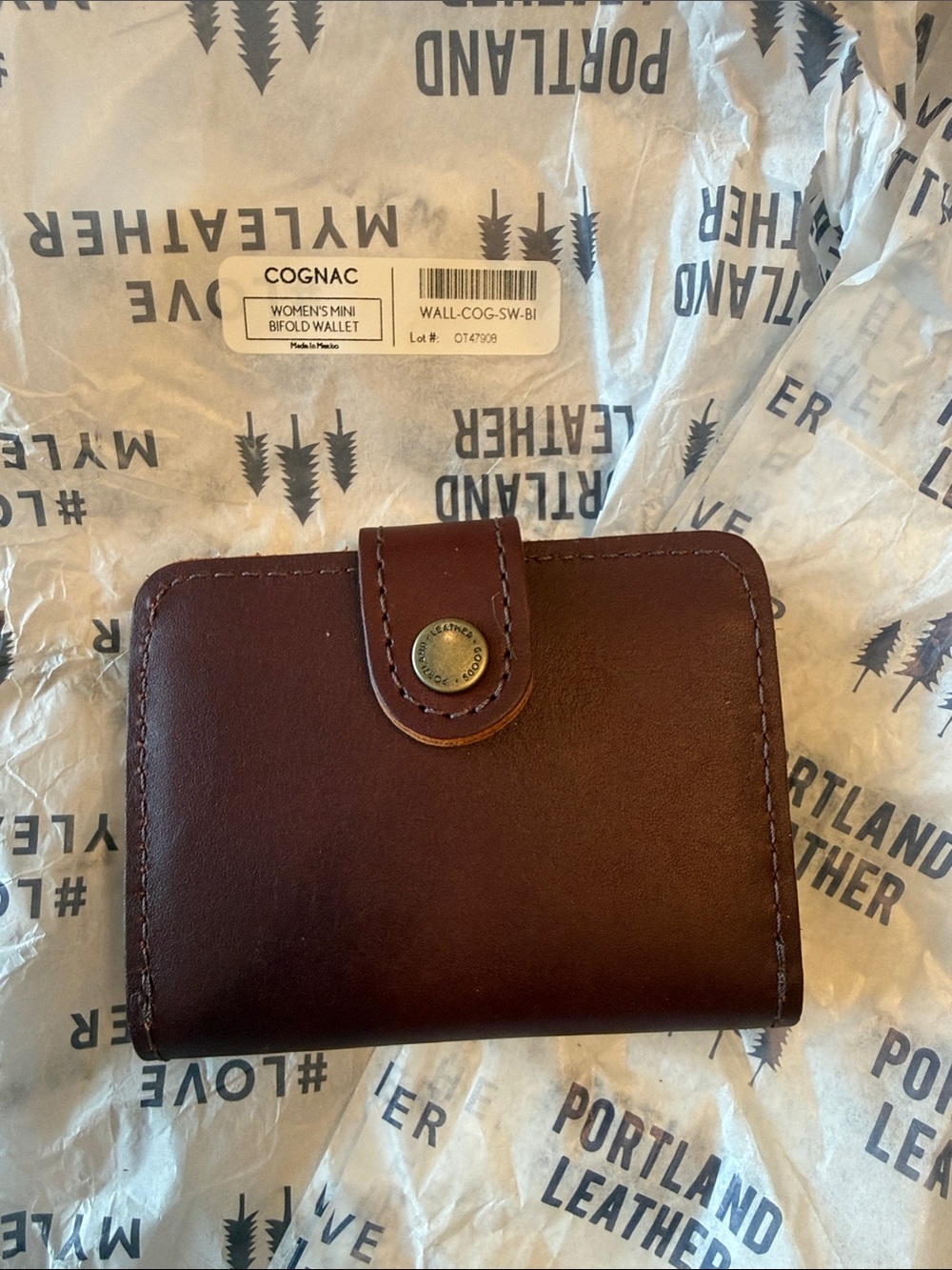 Portland Leather - Cognac - Leather Mini Bifold Wallet with Zipper Pocket *NEW*